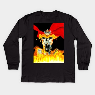 the mighty thor in valkyrie suit Kids Long Sleeve T-Shirt